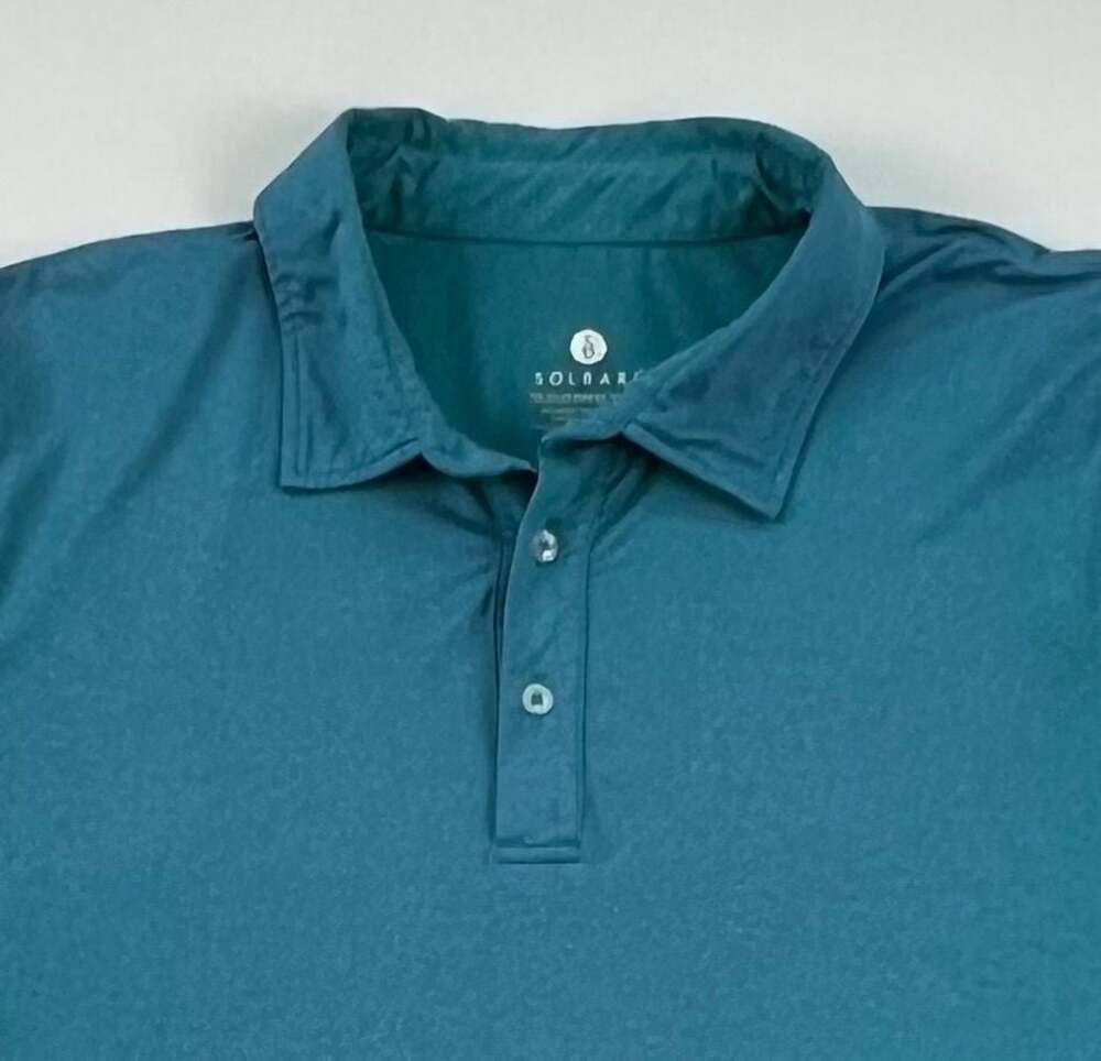Solbari Sun Protection UPF 50+ Long Sleeve Polo Shirt Teal Blue Size Large